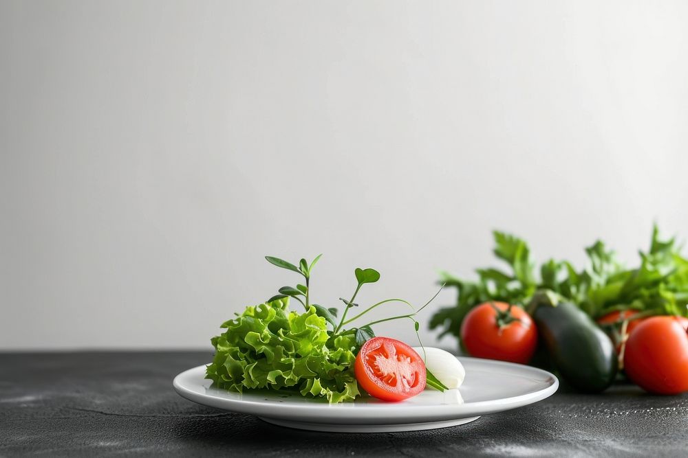 Vegetarian dishes plate vegetable salad.