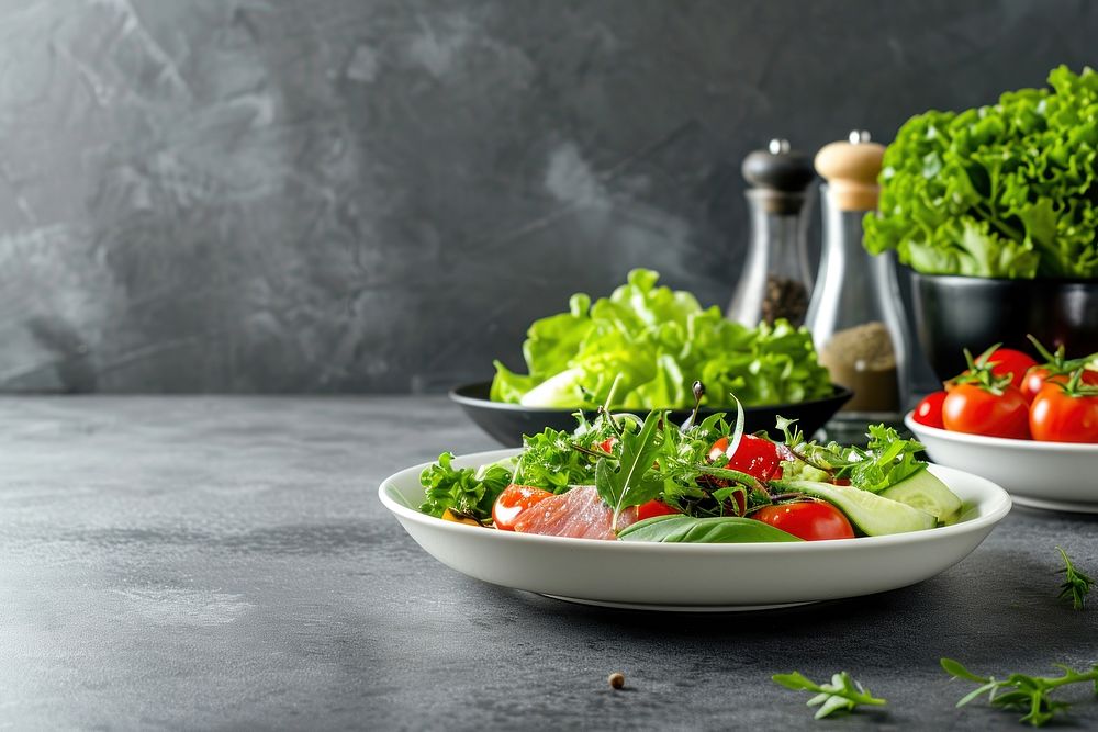 Vegetarian dishes plate vegetable salad.