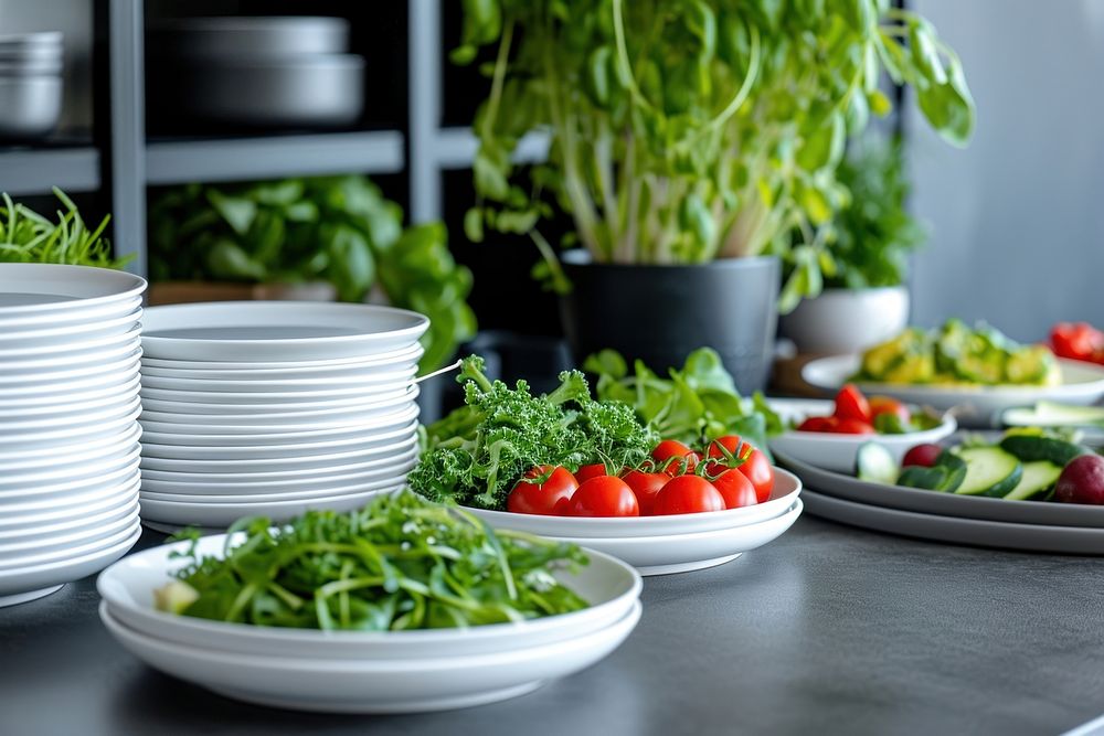 Vegetarian dishes salad plate vegetable.
