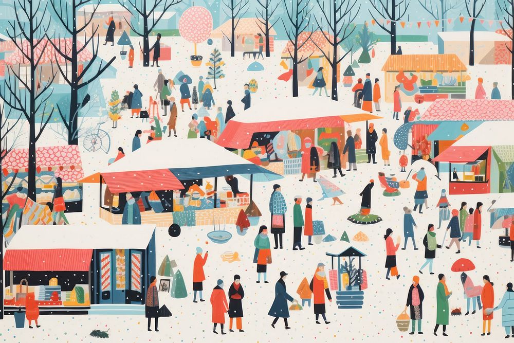 Winter market art architecture backgrounds. AI generated Image by rawpixel.