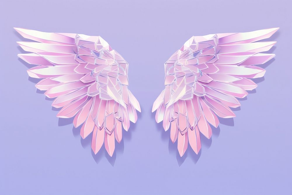 Wings holography art chandelier lavender.