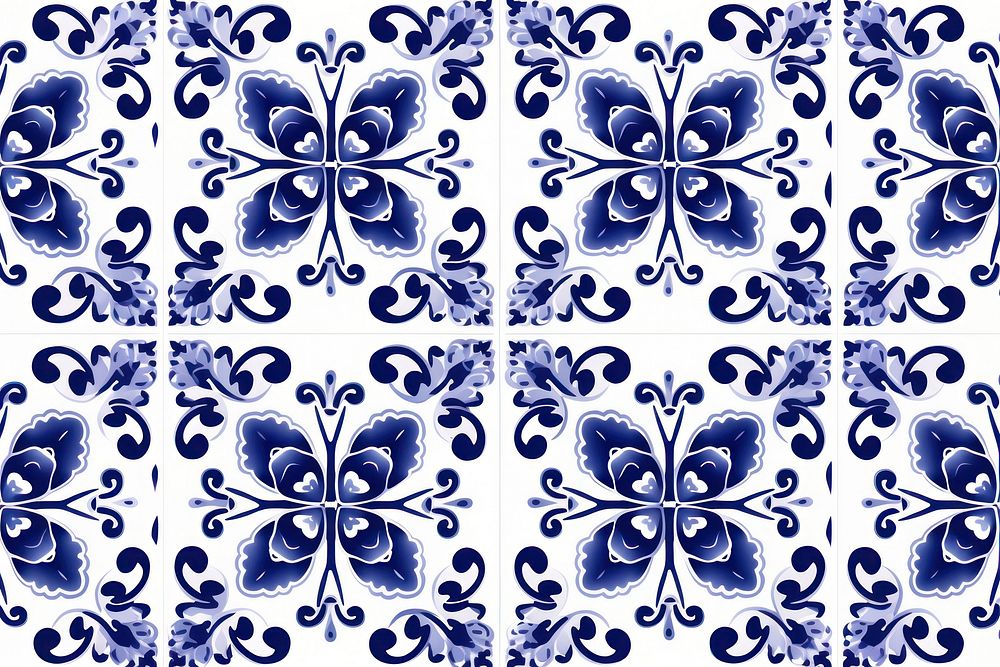 Tile pattern butterfly flower backgrounds porcelain white.