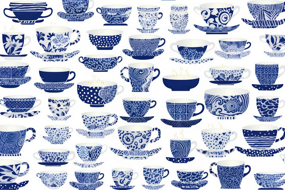 Tile pattern of tea cup porcelain art backgrounds.
