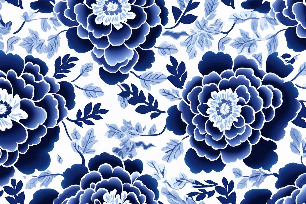 Tile pattern of peony backgrounds porcelain white.