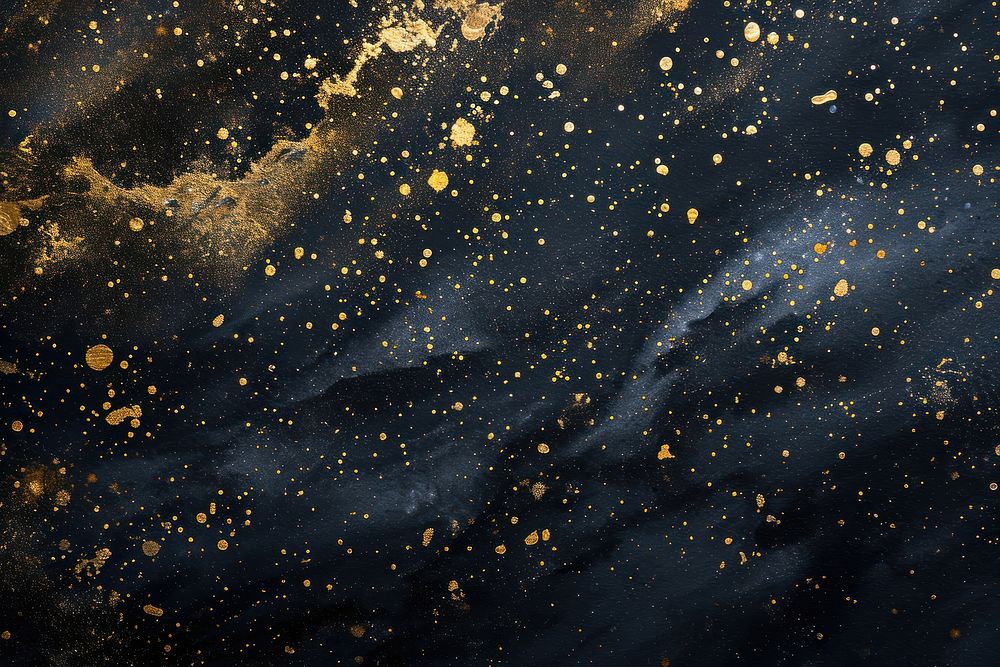 Dark black with gold specks backgrounds astronomy abstract.