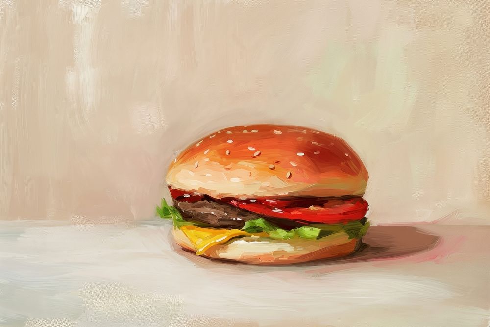 Hamburger painting food vegetable.