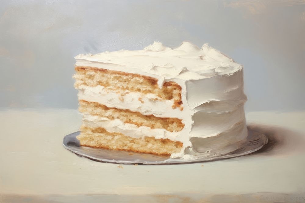 Clsoe up on pale cake dessert icing cream.