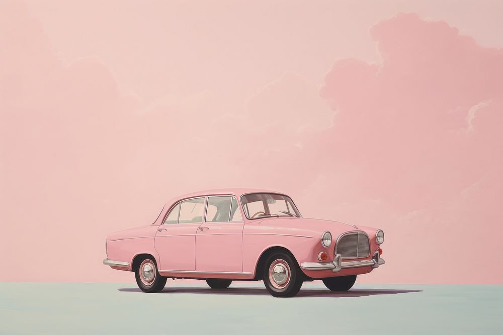 Clsoe up on pale pink car vehicle transportation automobile.