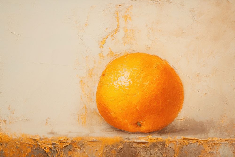 Clsoe up on pale oil painting orange grapefruit plant food.