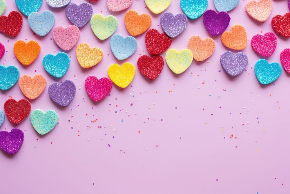 Mini hearts rainbow confectionery backgrounds dessert.