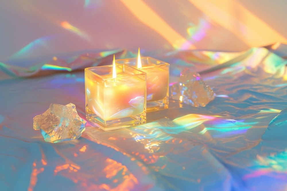 Candle holography illuminated cosmetics aluminium.