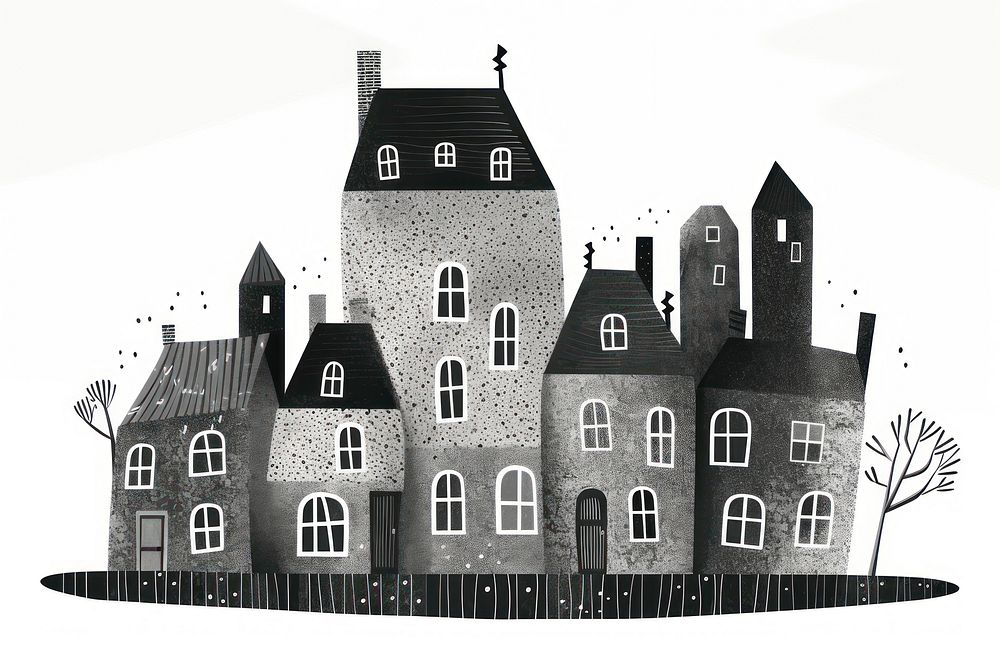 Town house architecture building cartoon. AI generated Image by rawpixel.