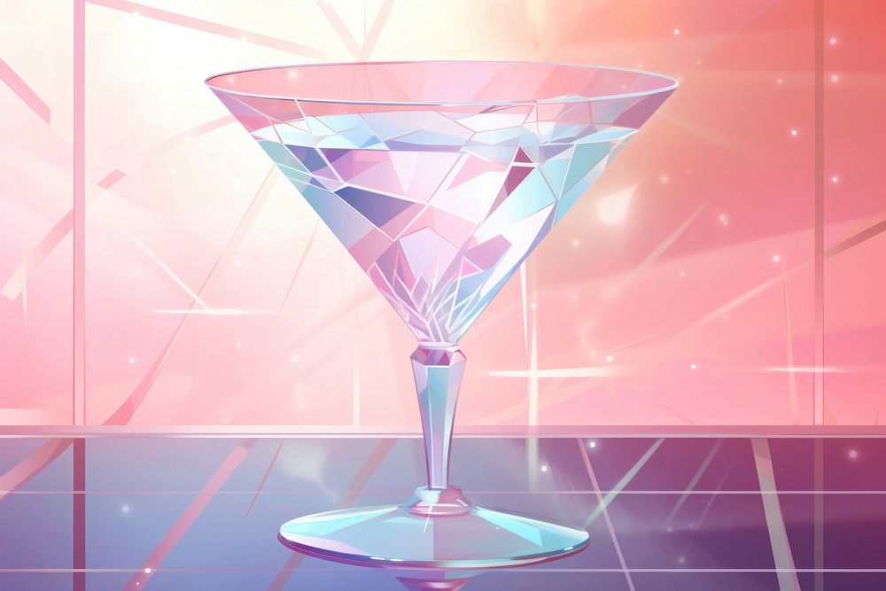 Cocktail holography martini drink glass.