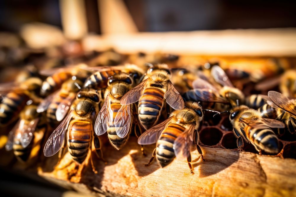 Swarm of honeybees beehive animal insect.