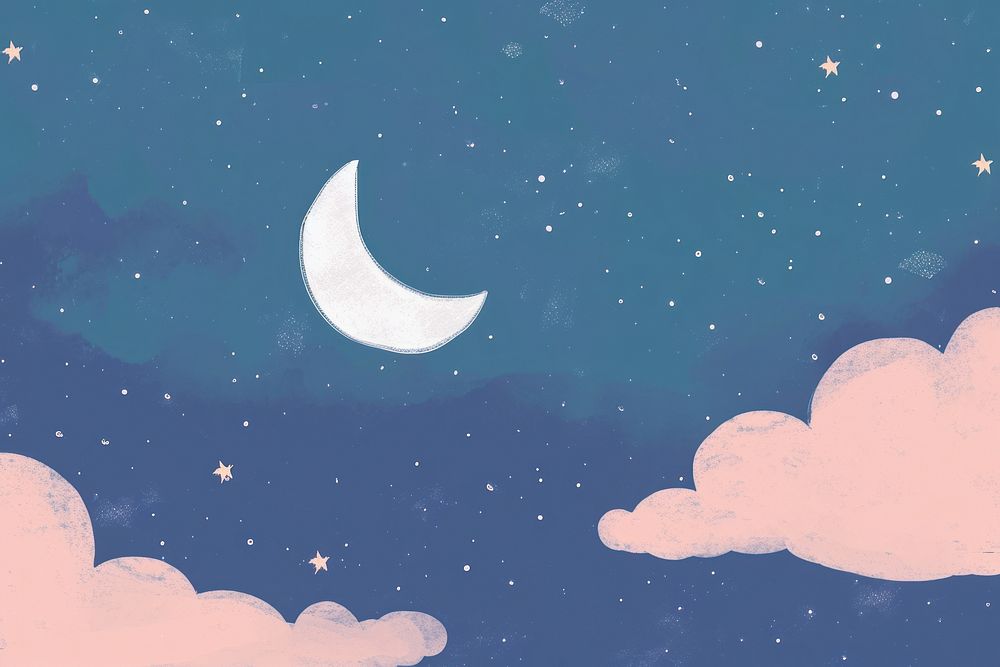 Cute night sky with moon illustration astronomy outdoors nature.