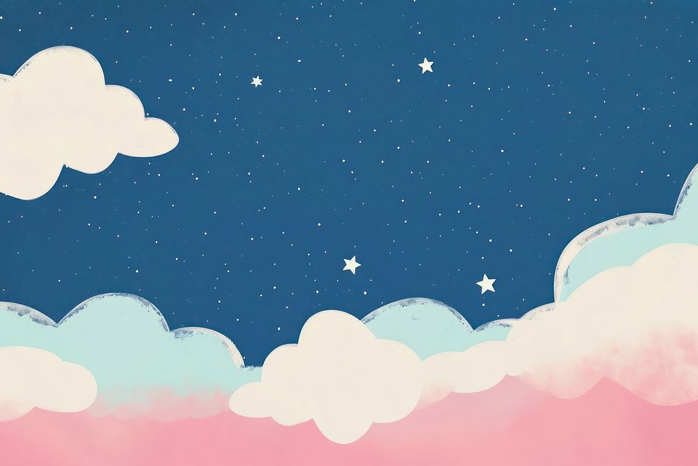 Cute night sky and cloud illustration fireworks outdoors nature.