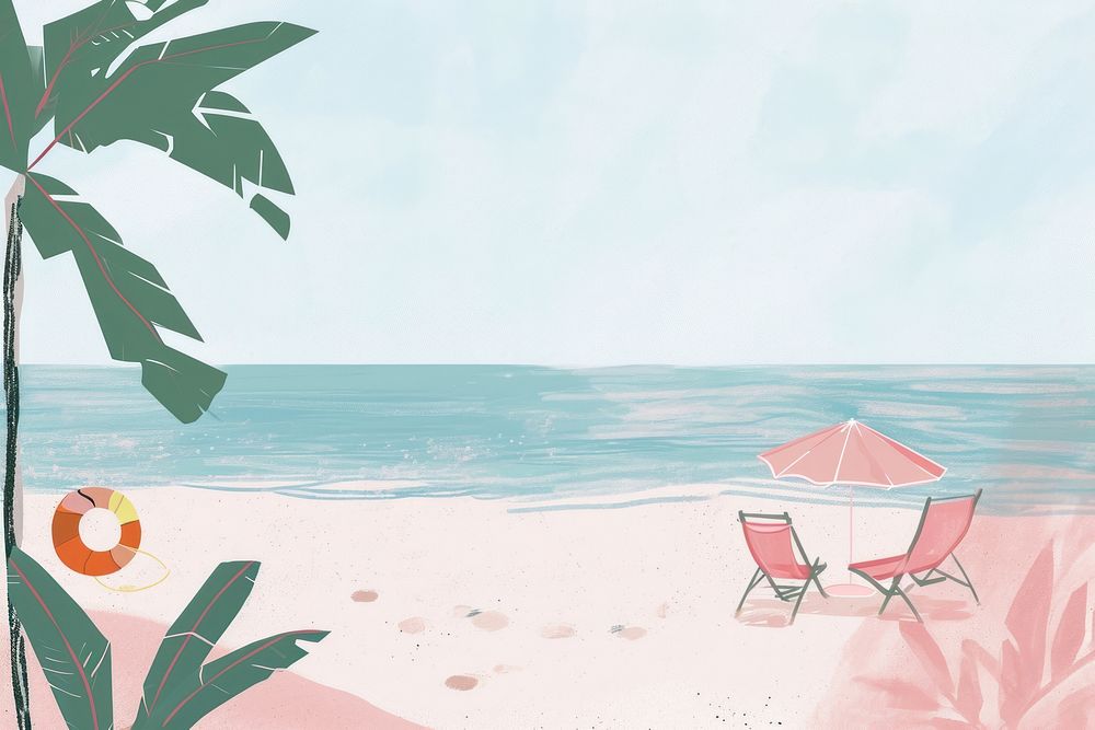 Cute beach illustration furniture shoreline outdoors.