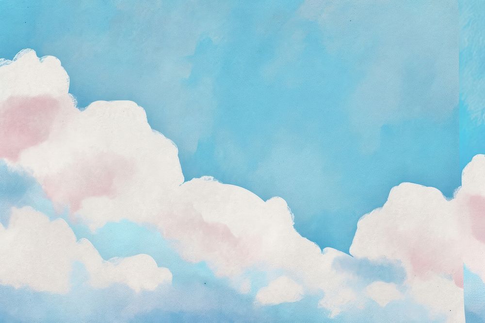 Cute blue sky and cloud illustration outdoors painting cumulus.