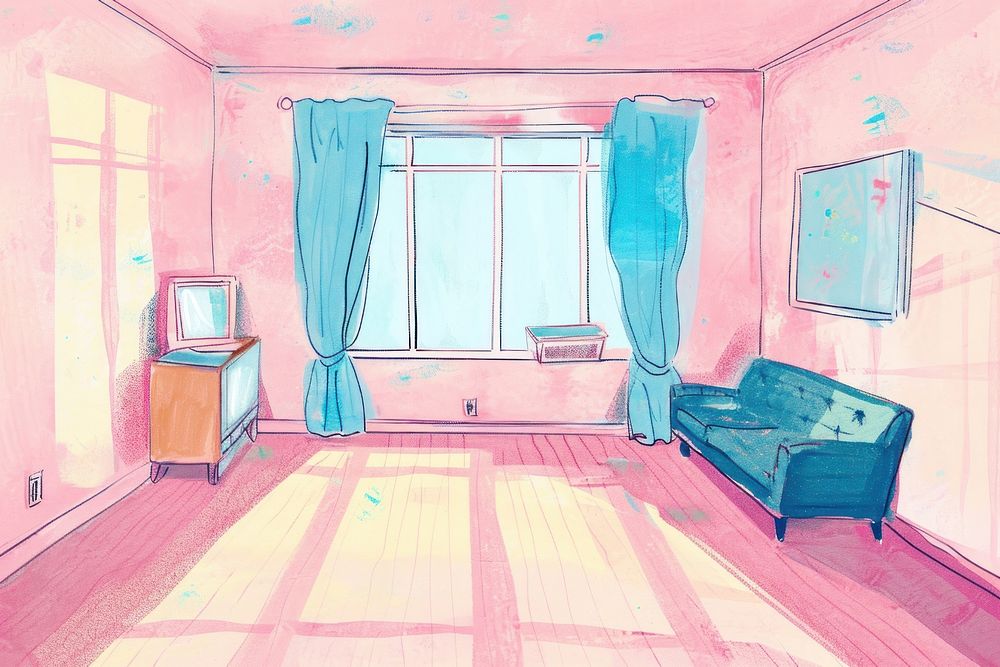 Cute empty room illustration furniture indoors bedroom.