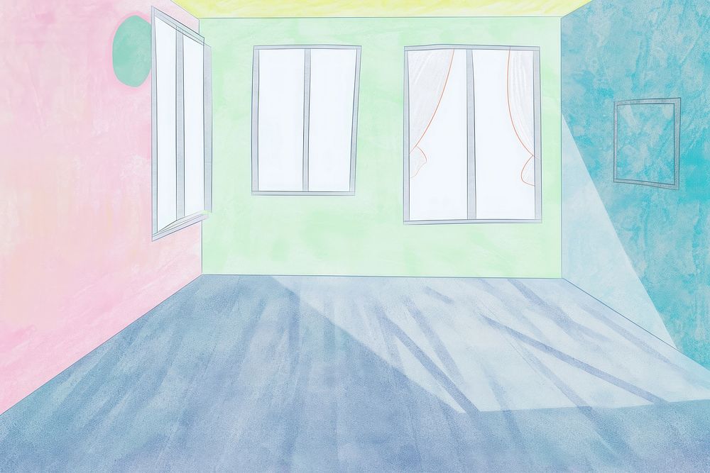 Cute empty room illustration architecture illustrated painting.