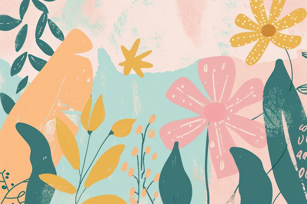 Cute leaves and flower illustration graphics painting outdoors.