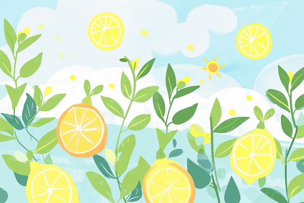 Cute lemon field illustration graphics produce pattern.