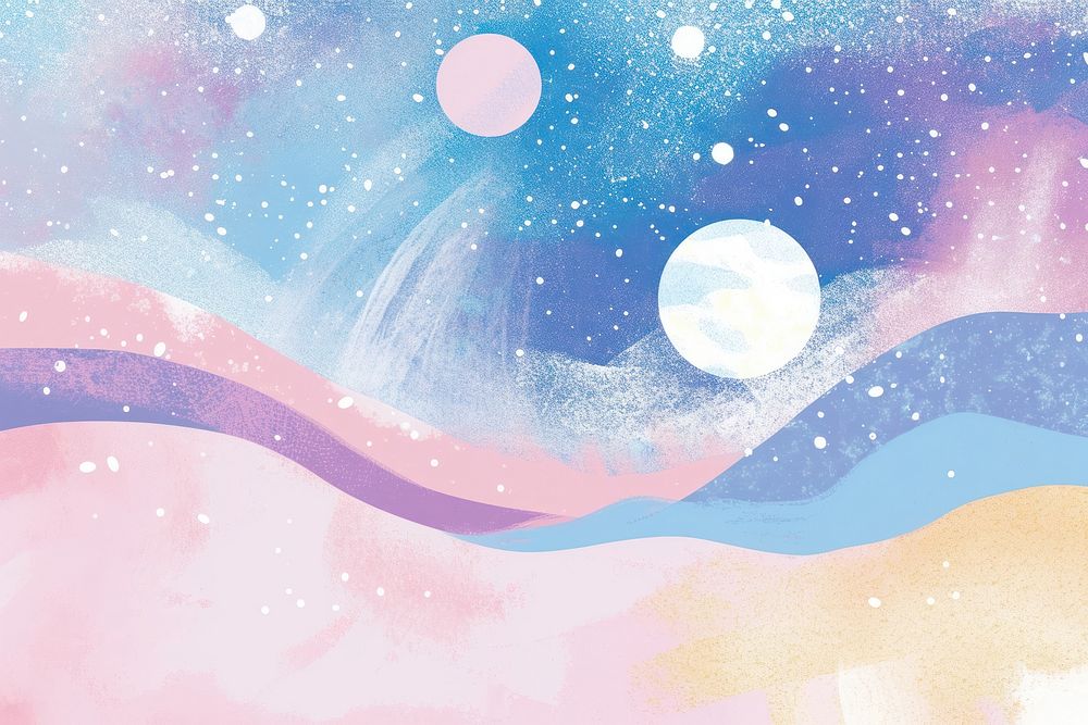 Cute pastel milky way illustration astronomy graphics outdoors.