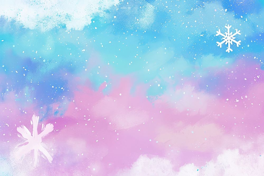 Cute pastel sky with snowflake illustration outdoors nature.