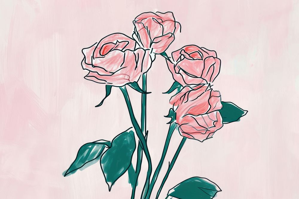 Cute rose illustration illustrated painting blossom.
