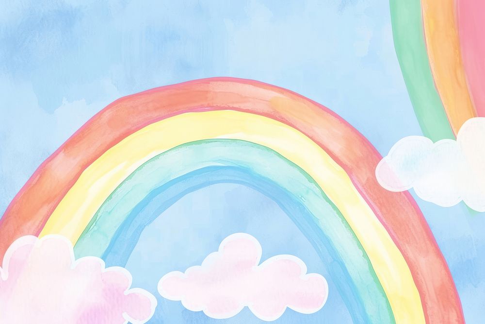Cute sky and rainbow illustration painting graphics outdoors.
