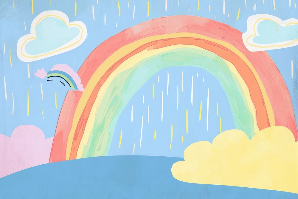 Cute sky and rainbow illustration illustrated blackboard painting.