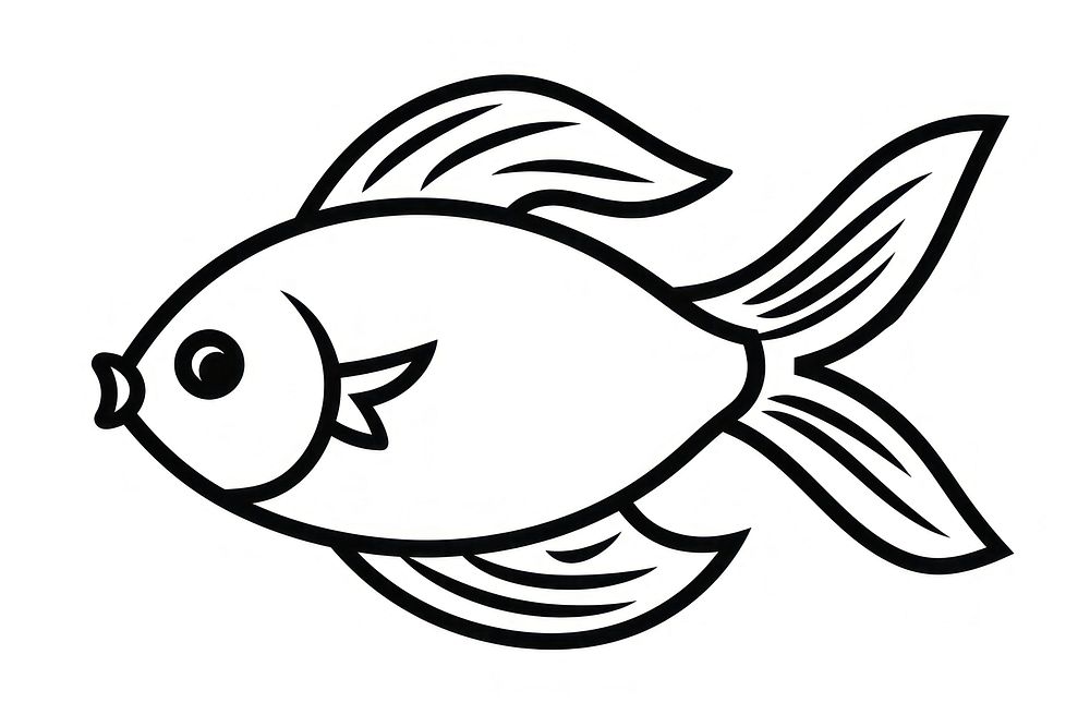 Fish doodle animal line.