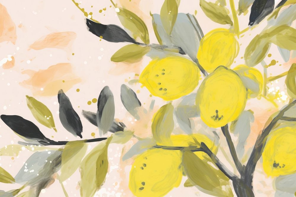 Lemon branch art abstract painting.
