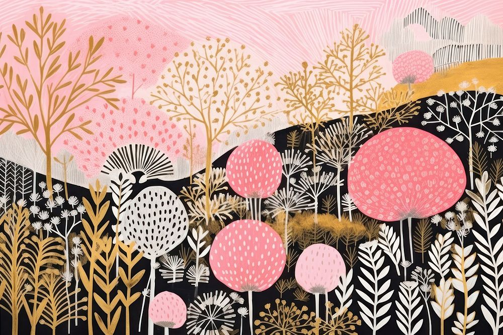 Gold pink silver shopping painting pattern nature.