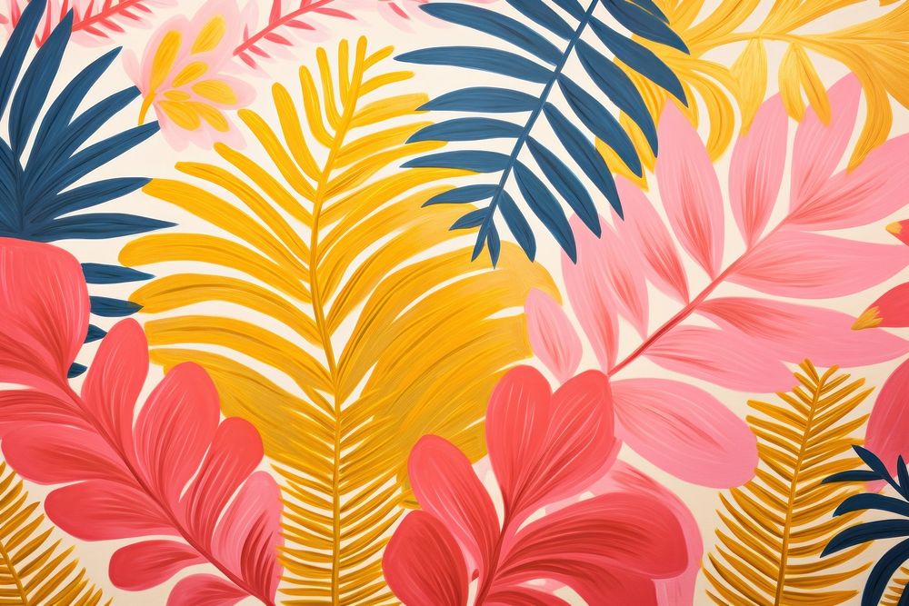 Gold silver pink tropical plants tropics pattern nature.