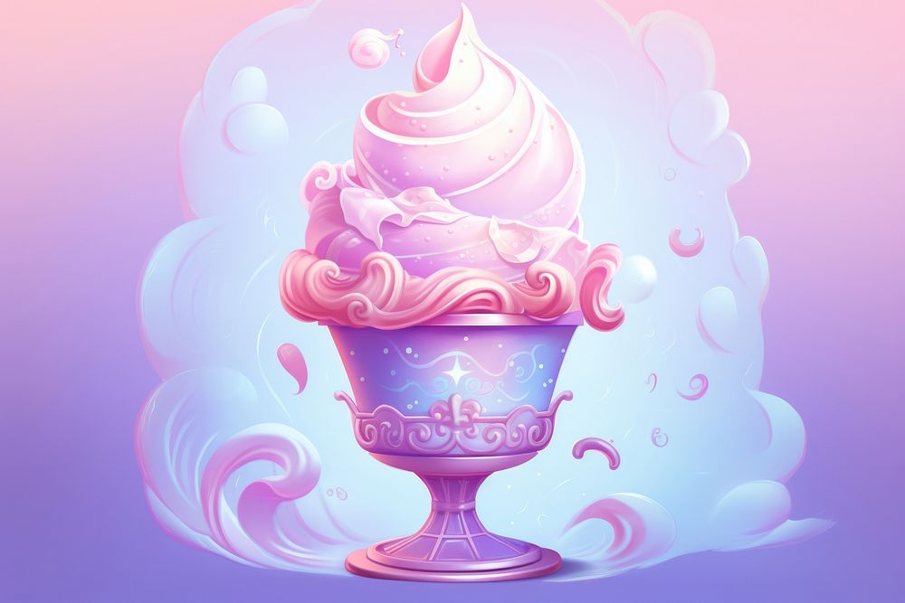 Ice cream holography dessert food cartoon.