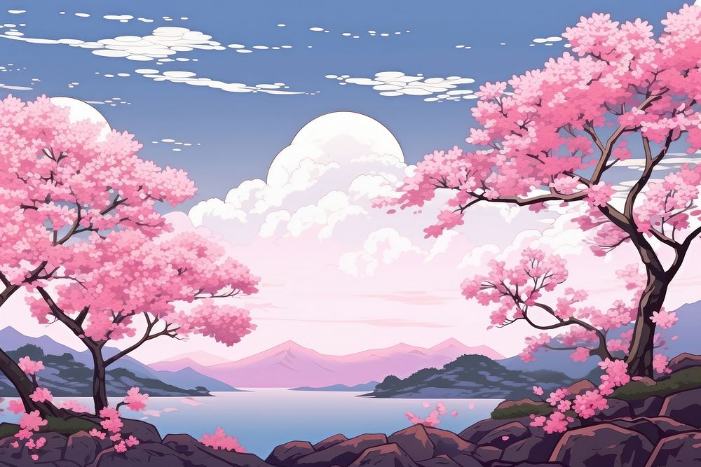 Cherry blossom landscape outdoors nature.