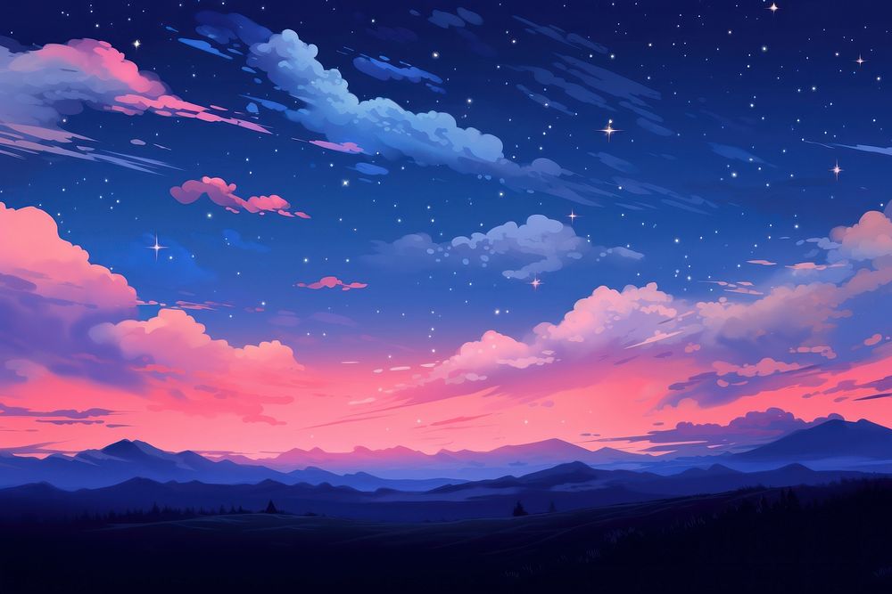 Midnight sky landscape outdoors horizon. AI generated Image by rawpixel.