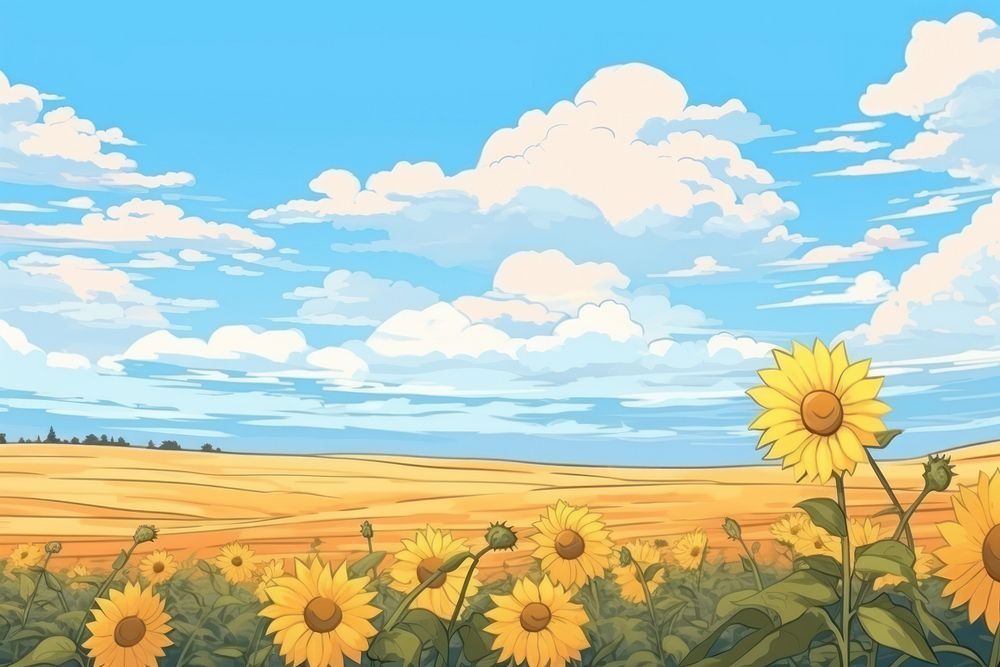Sunflower landscape backgrounds outdoors.