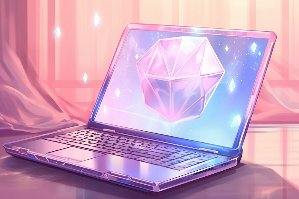 Laptop holography computer crystal electronics.