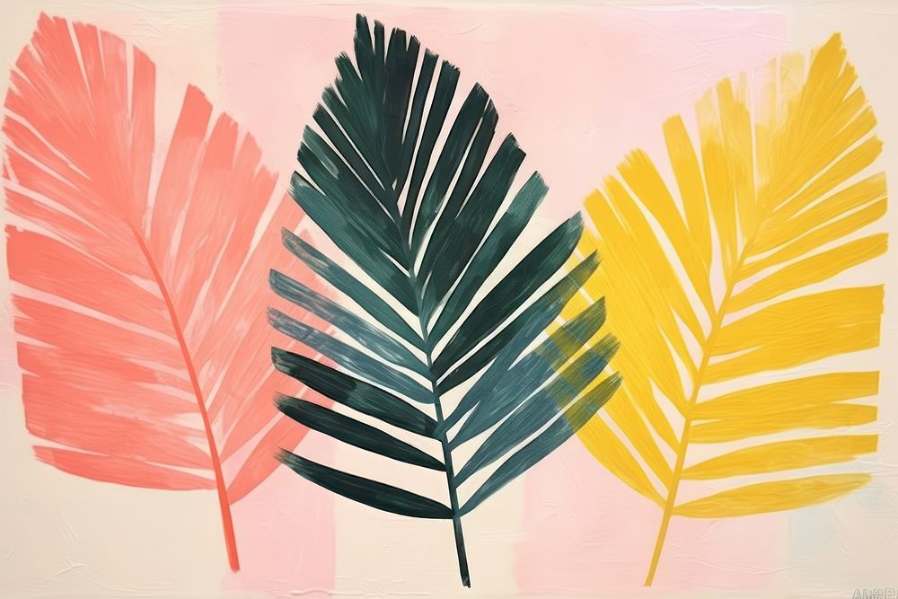 Palm leaves art painting plant.