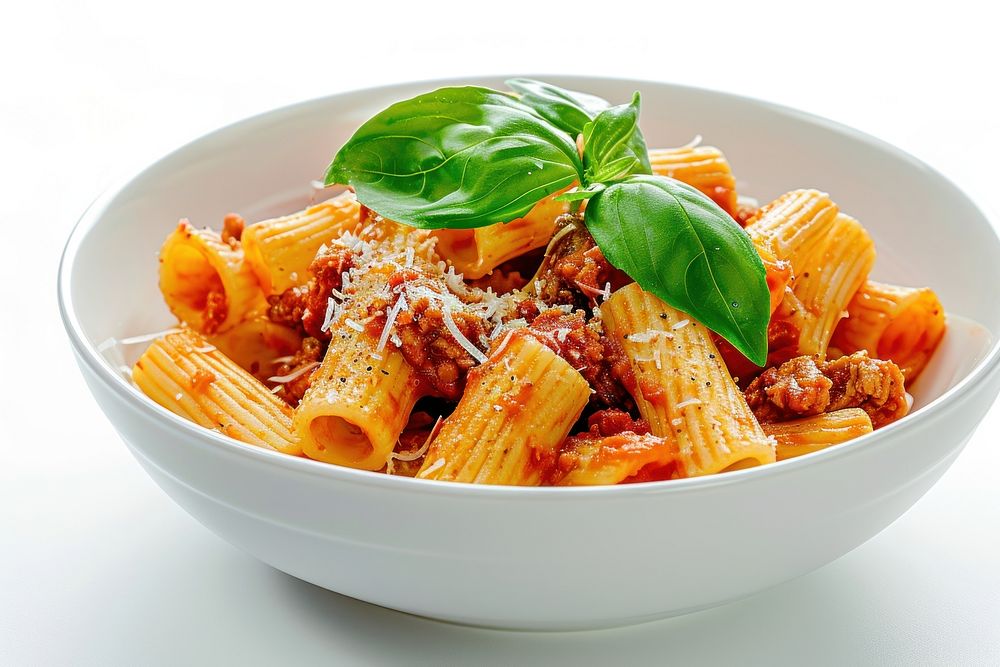 Macaroni rigatoni with tomato sauce meat macaroni pasta.