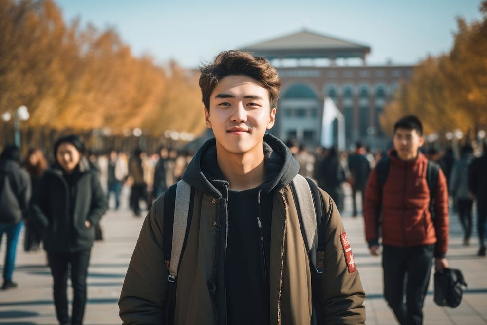 Chinese university student standing portrait adult. AI generated Image by rawpixel.