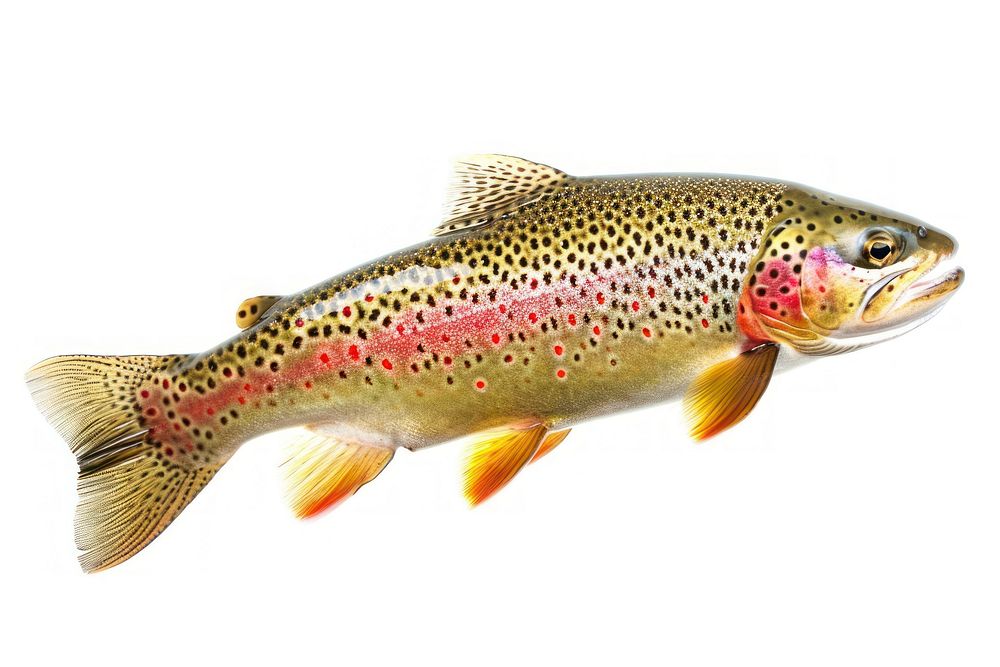 Rainbow trout animal fish white background.