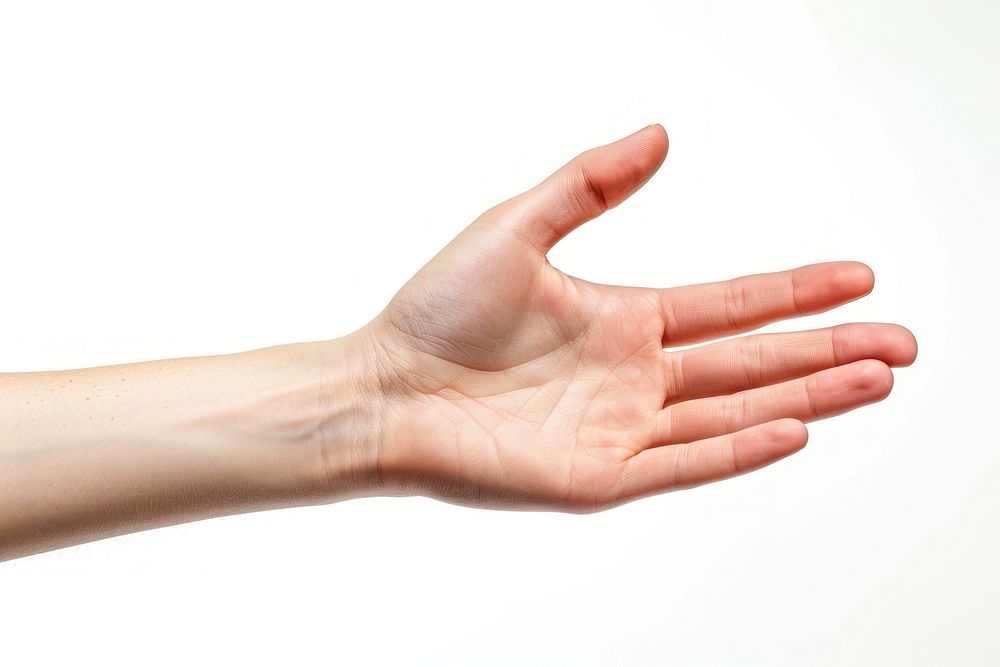 Hand finger white background gesturing.