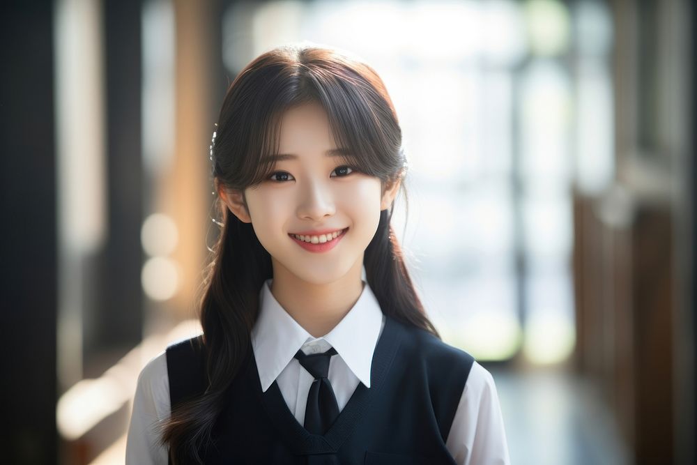 Young Korean girl standing smiling smile.