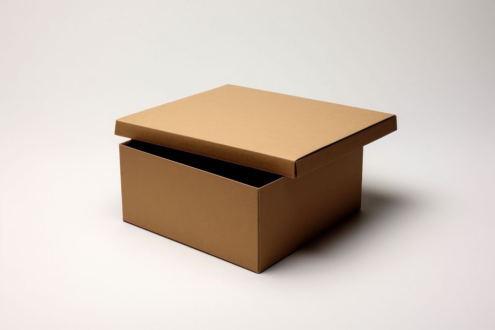 Brown box open cardboard carton white background.