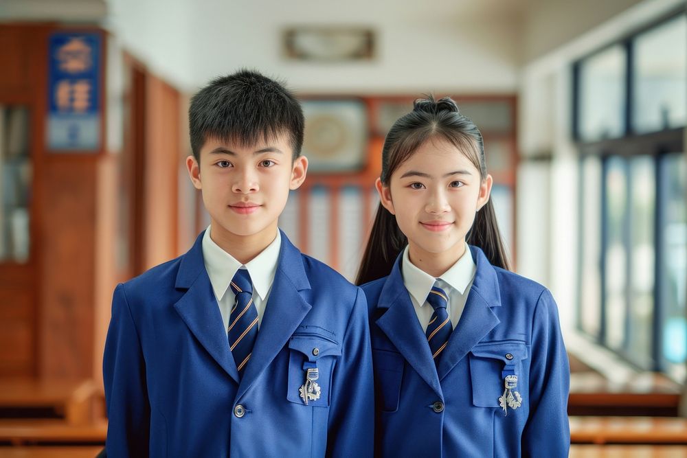 Highschool chinese Students girl and boy student uniform school uniform.