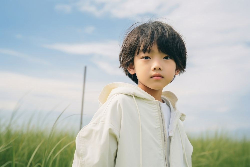 East Asians Chinese kid photography portrait outdoors.
