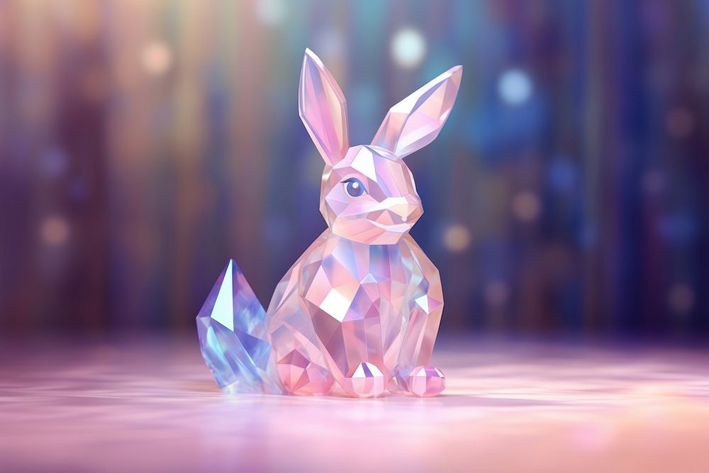 Rabbit holography cartoon crystal animal.